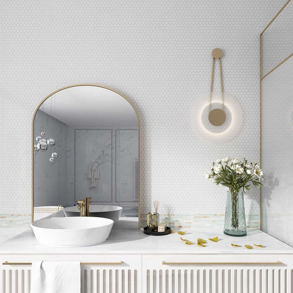 Thassos White Marble Penny Round Mosaic Tile 1 Inch Polished (5-Pack)